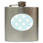 Polka Dots - White on Light Cyan Hip Flask (6 oz)