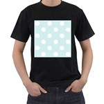 Polka Dots - White on Light Cyan Men s T-Shirt (Black)