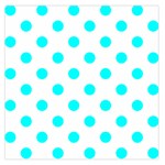 Polka Dots - Aqua Cyan on White Large Satin Scarf (Square)