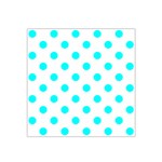 Polka Dots - Aqua Cyan on White Satin Bandana Scarf