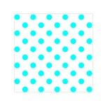 Polka Dots - Aqua Cyan on White Small Satin Scarf  (Square)