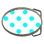 Polka Dots - Aqua Cyan on White Belt Buckle