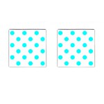 Polka Dots - Aqua Cyan on White Cufflinks (Square)