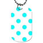 Polka Dots - Aqua Cyan on White Dog Tag (One Side)