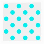 Polka Dots - Aqua Cyan on White Medium Glasses Cloth (2 Sides)