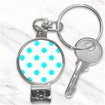 Polka Dots - Aqua Cyan on White Nail Clippers Key Chain