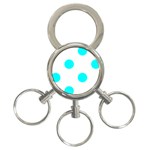 Polka Dots - Aqua Cyan on White 3-Ring Key Chain