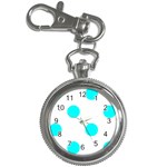 Polka Dots - Aqua Cyan on White Key Chain Watch