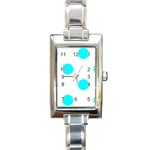 Polka Dots - Aqua Cyan on White Rectangle Italian Charm Watch