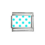 Polka Dots - Aqua Cyan on White Italian Charm (9mm)