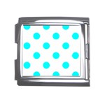 Polka Dots - Aqua Cyan on White Mega Link Italian Charm (18mm)