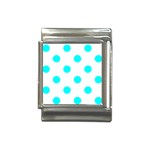 Polka Dots - Aqua Cyan on White Italian Charm (13mm)