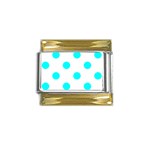 Polka Dots - Aqua Cyan on White Gold Trim Italian Charm (9mm)