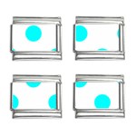 Polka Dots - Aqua Cyan on White 9mm Italian Charm (4 pack)