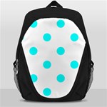 Polka Dots - Aqua Cyan on White Backpack Bag