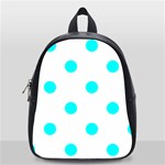 Polka Dots - Aqua Cyan on White School Bag (Small)