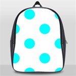 Polka Dots - Aqua Cyan on White School Bag (XL)