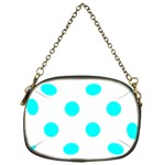 Polka Dots - Aqua Cyan on White Chain Purse (One Side)