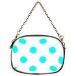 Polka Dots - Aqua Cyan on White Chain Purse (Two Sides)