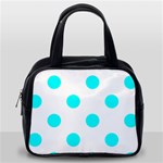 Polka Dots - Aqua Cyan on White Classic Handbag (One Side)