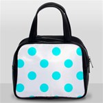 Polka Dots - Aqua Cyan on White Classic Handbag (Two Sides)