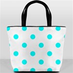 Polka Dots - Aqua Cyan on White Bucket Bag