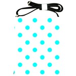 Polka Dots - Aqua Cyan on White Shoulder Sling Bag