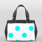 Polka Dots - Aqua Cyan on White Oversize Office Handbag (One Side)