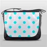 Polka Dots - Aqua Cyan on White Messenger Bag