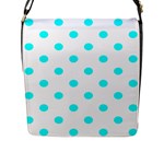 Polka Dots - Aqua Cyan on White Flap Closure Messenger Bag (L)