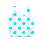 Polka Dots - Aqua Cyan on White Full Print Recycle Bag (S)