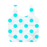 Polka Dots - Aqua Cyan on White Full Print Recycle Bag (M)