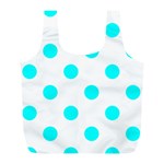 Polka Dots - Aqua Cyan on White Full Print Recycle Bag (L)