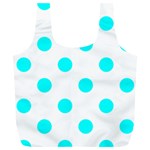 Polka Dots - Aqua Cyan on White Full Print Recycle Bag (XL)