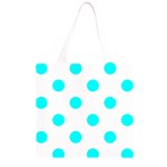 Polka Dots - Aqua Cyan on White Grocery Light Tote Bag