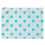 Polka Dots - Aqua Cyan on White Cosmetic Bag (XXL)