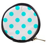 Polka Dots - Aqua Cyan on White Mini Makeup Bag