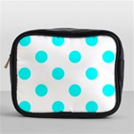 Polka Dots - Aqua Cyan on White Mini Toiletries Bag (One Side)