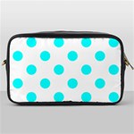 Polka Dots - Aqua Cyan on White Toiletries Bag (One Side)