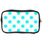 Polka Dots - Aqua Cyan on White Toiletries Bag (Two Sides)