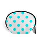 Polka Dots - Aqua Cyan on White Accessory Pouch (Small)