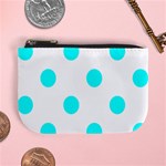 Polka Dots - Aqua Cyan on White Mini Coin Purse