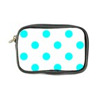 Polka Dots - Aqua Cyan on White Coin Purse