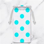 Polka Dots - Aqua Cyan on White Jewelry Bag