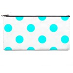 Polka Dots - Aqua Cyan on White Pencil Case