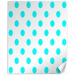 Polka Dots - Aqua Cyan on White Canvas 11  x 14 