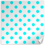 Polka Dots - Aqua Cyan on White Canvas 12  x 12 