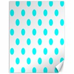 Polka Dots - Aqua Cyan on White Canvas 12  x 16 