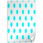 Polka Dots - Aqua Cyan on White Canvas 12  x 18 