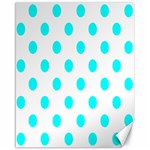 Polka Dots - Aqua Cyan on White Canvas 16  x 20 